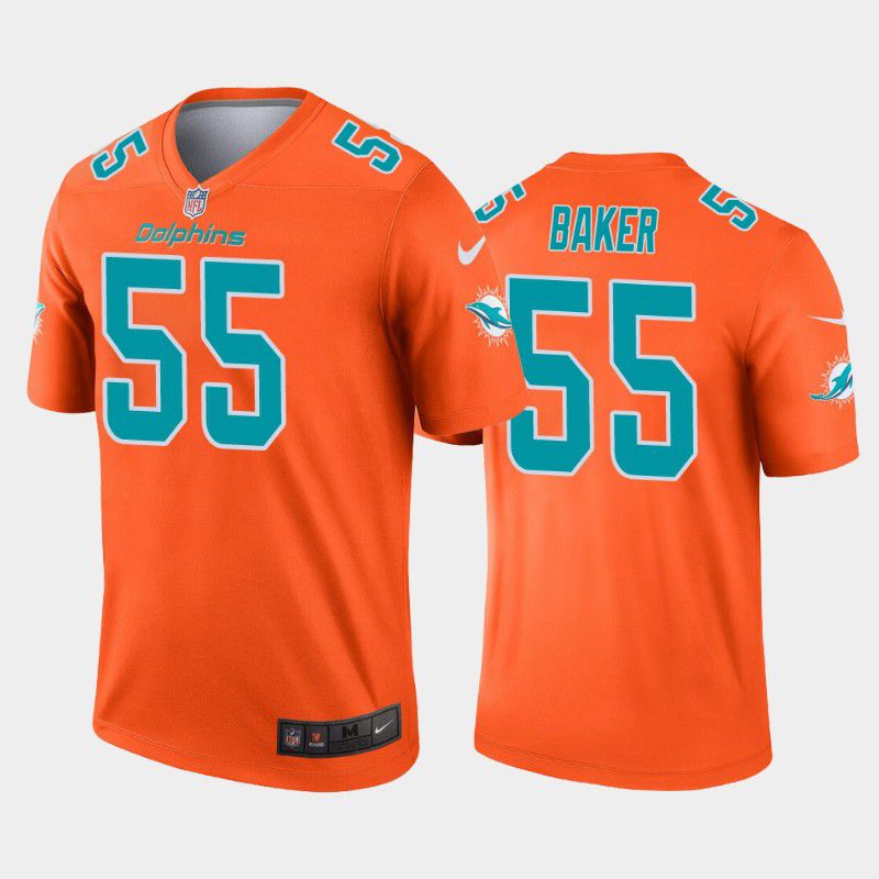 Men Miami Dolphins #55 Jerome Baker Nike Orange Inverted Legend Game NFL Jersey